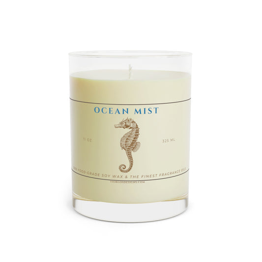 Ocean Mist Seahorse Scented Candle - Full Glass, 11oz