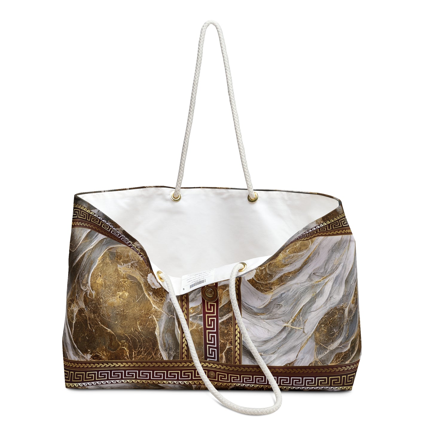 Marbleized Greek Key Weekender Bag