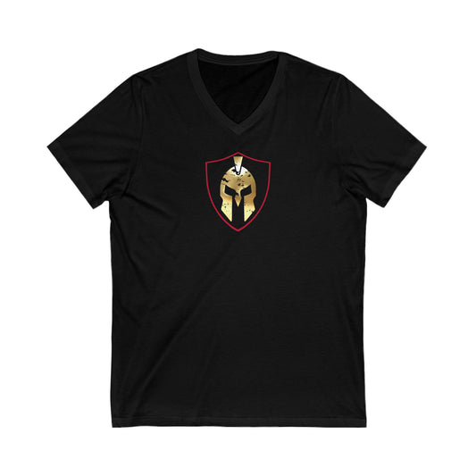 Spartan Helmet Gold Unisex Jersey Short Sleeve V-Neck Tee