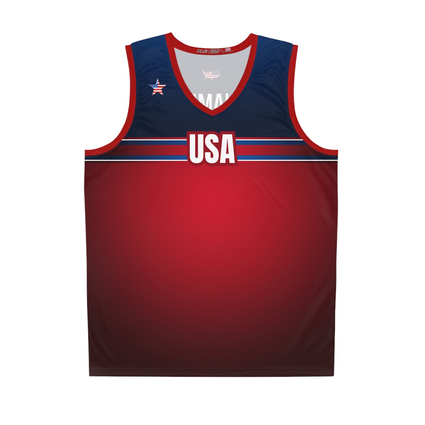 USA Red Blue White Trim - Basketball Jersey