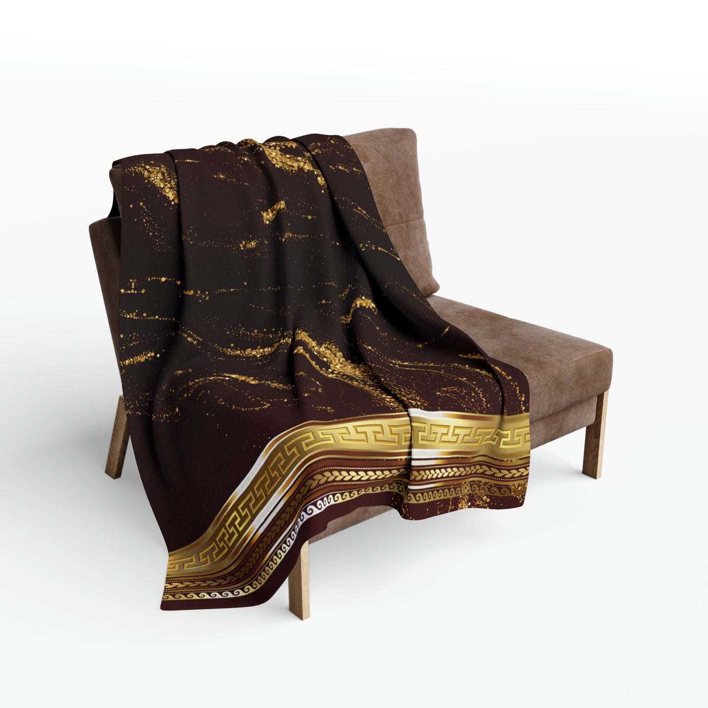 Greek Key Gold Flake Maroon Arctic Fleece Blanket