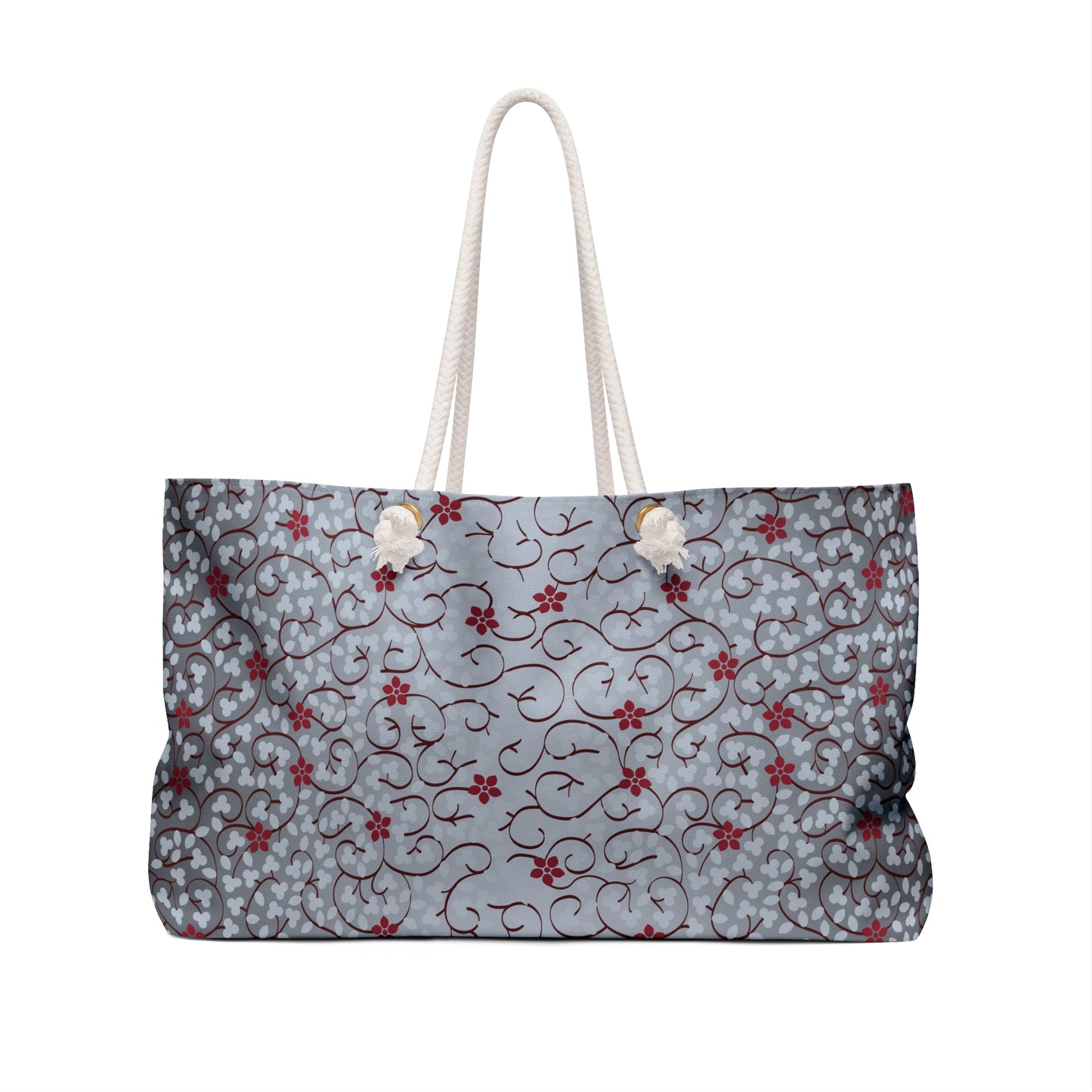 Floral Gray Blue Weekender Bag