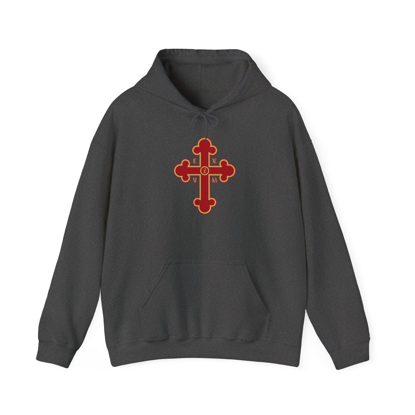 Greek Orthodox Cross Red Gold GOYA Unisex Heavy Blend™ Hooded Sweatshirt