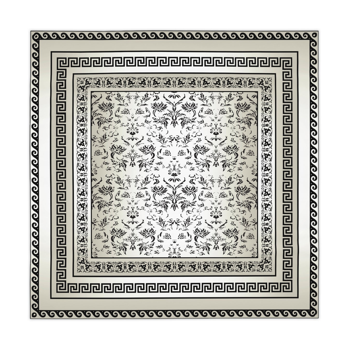 Ornate Baroque Khaki Black Greek Key Tablecloth