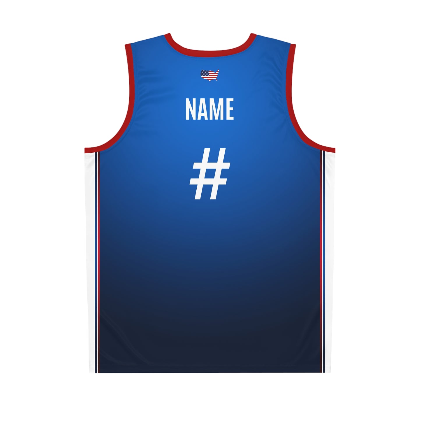 USA Blue Red White Trim - Basketball Jersey