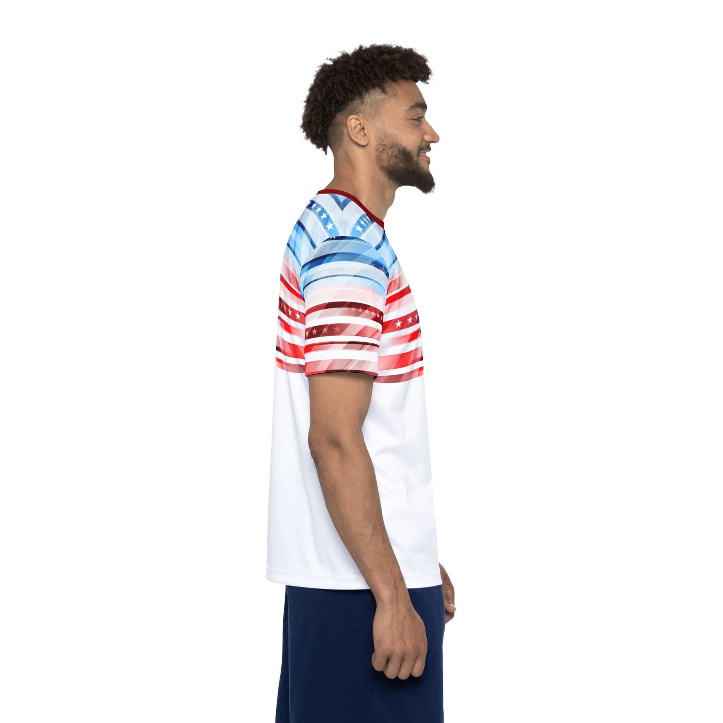 USA Soccer Jersey Blue White Red Stripes with Stars