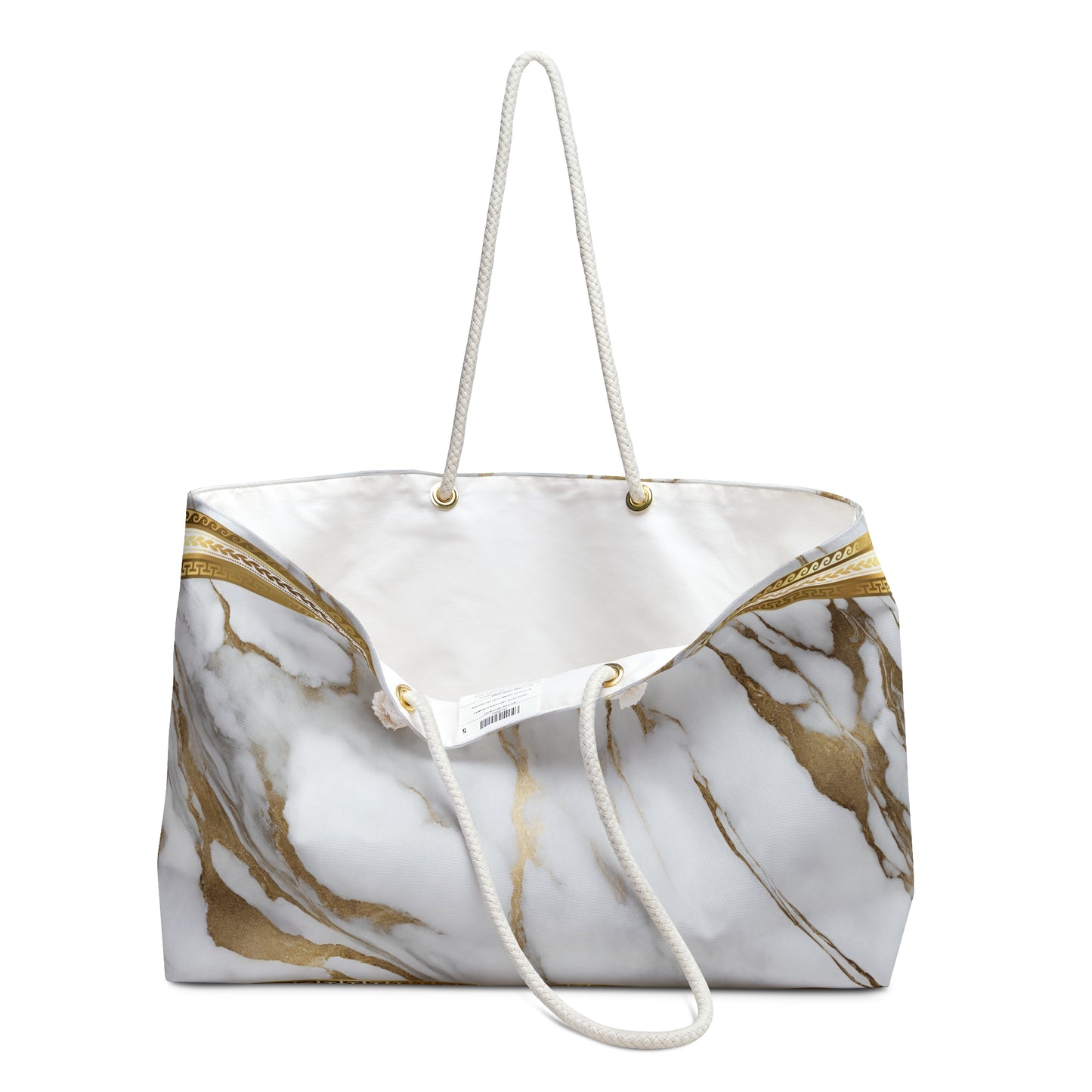 Greek Key Gold White Marbleized Weekender Bag