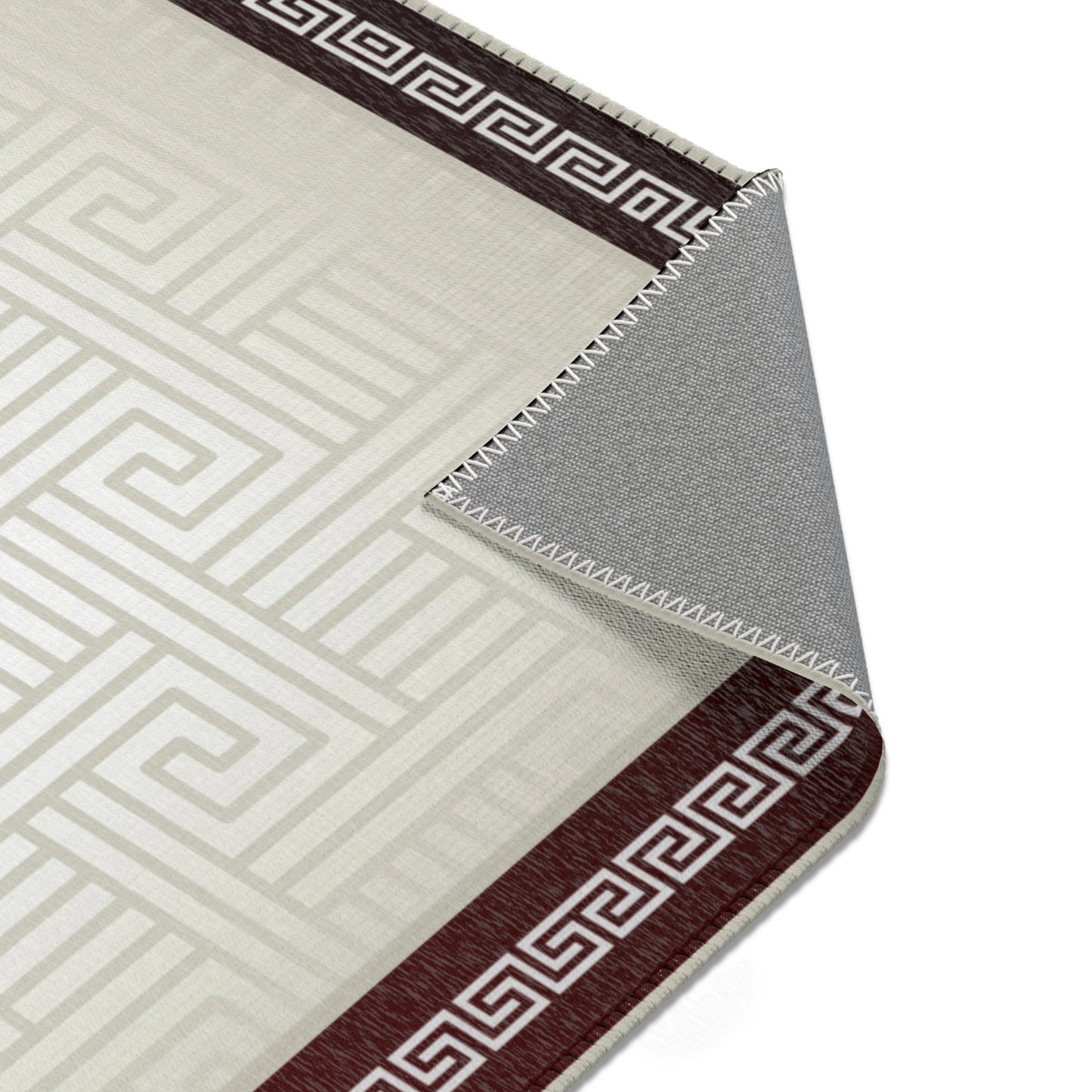 Greek Keys Tan & Maroon Area Rugs