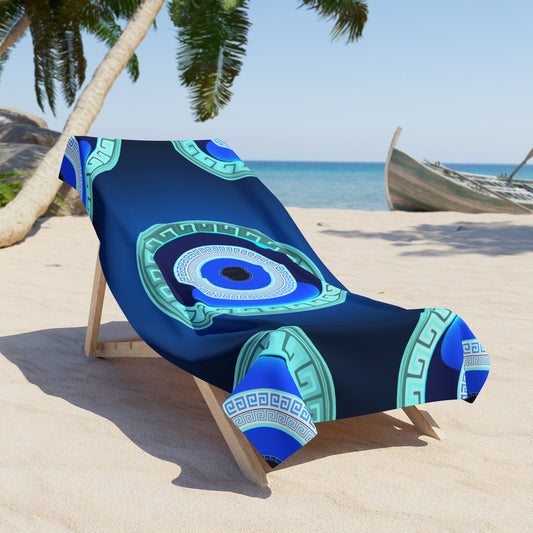 Mati Evil Eye Blue Beach Towel