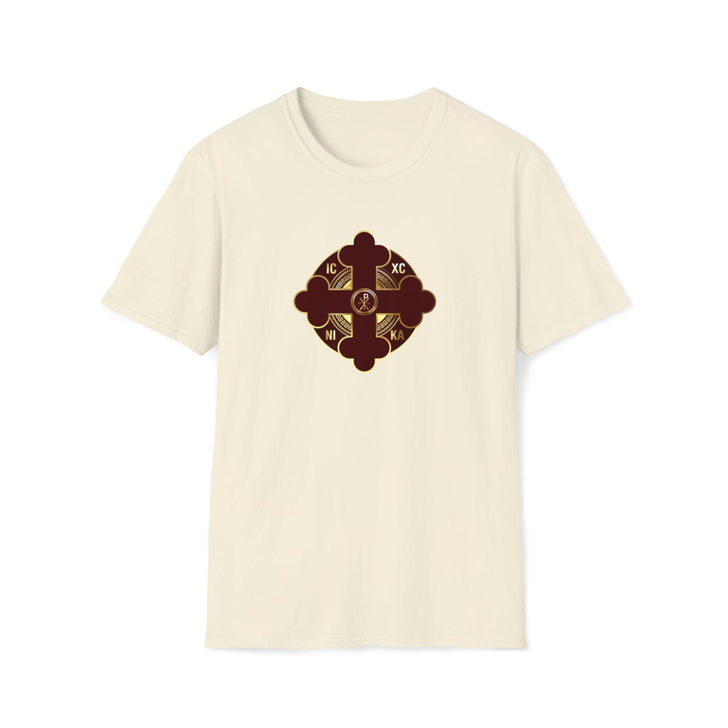 Greek Orthodox Cross Gold Maroon Softstyle T-Shirt