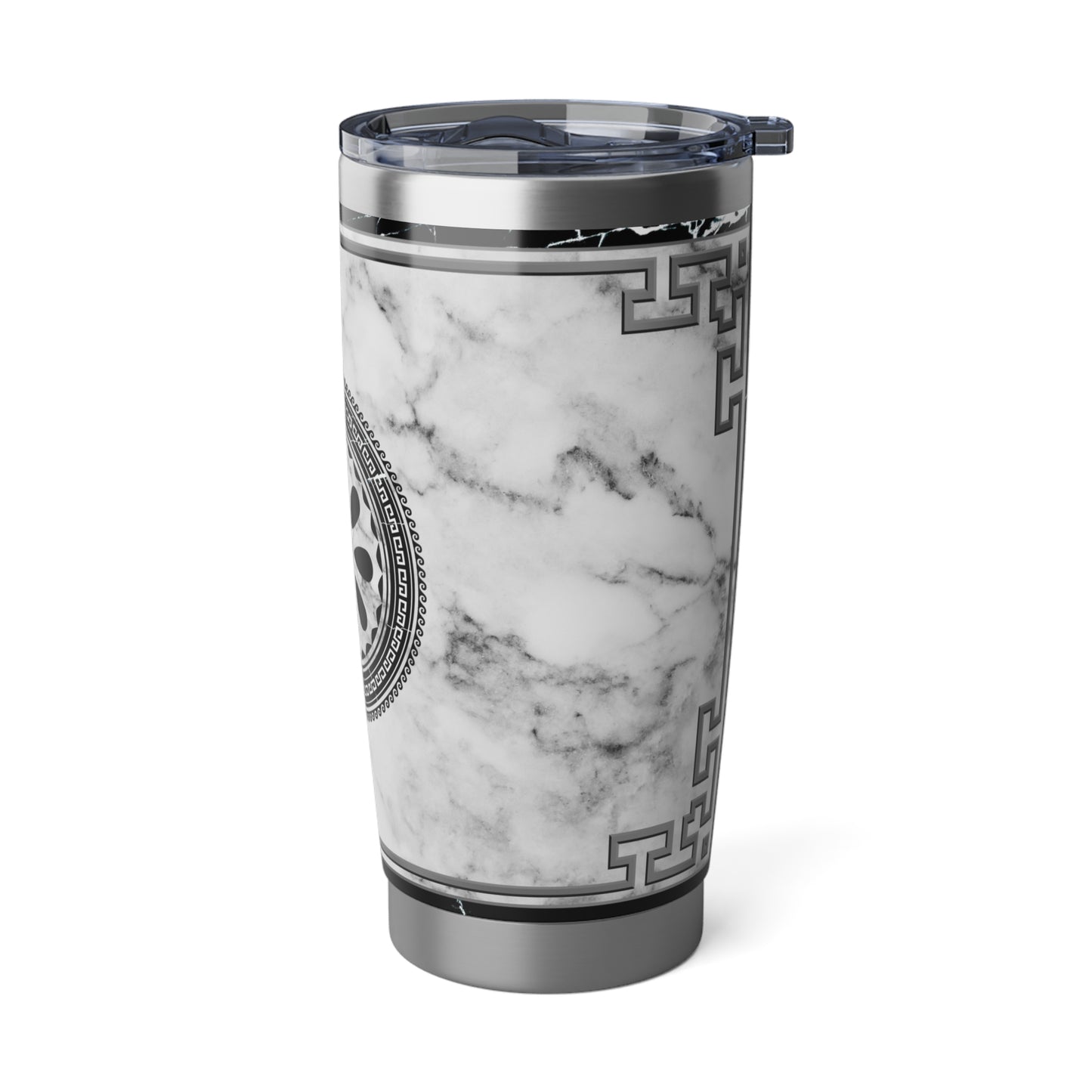 Greek Key White Marbleized Flower Vagabond 20oz Tumbler