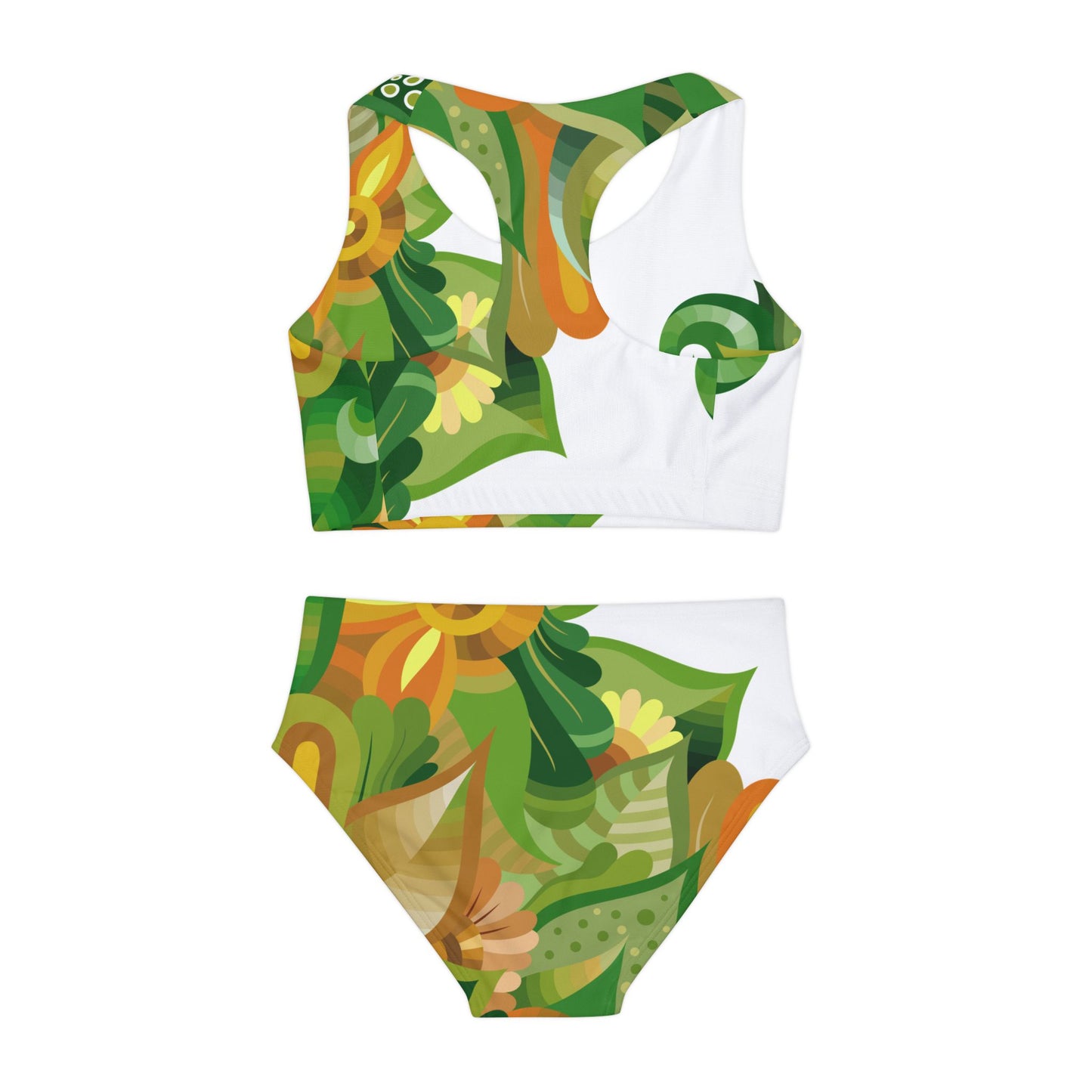 Tropical Floral Green Girls Two Piece Swimsuit Kiki Collection