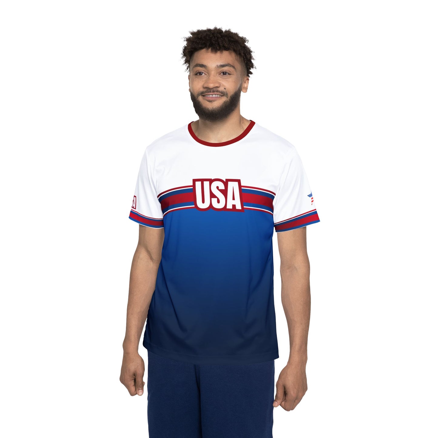 USA Soccer Jersey Blue White Red Trim