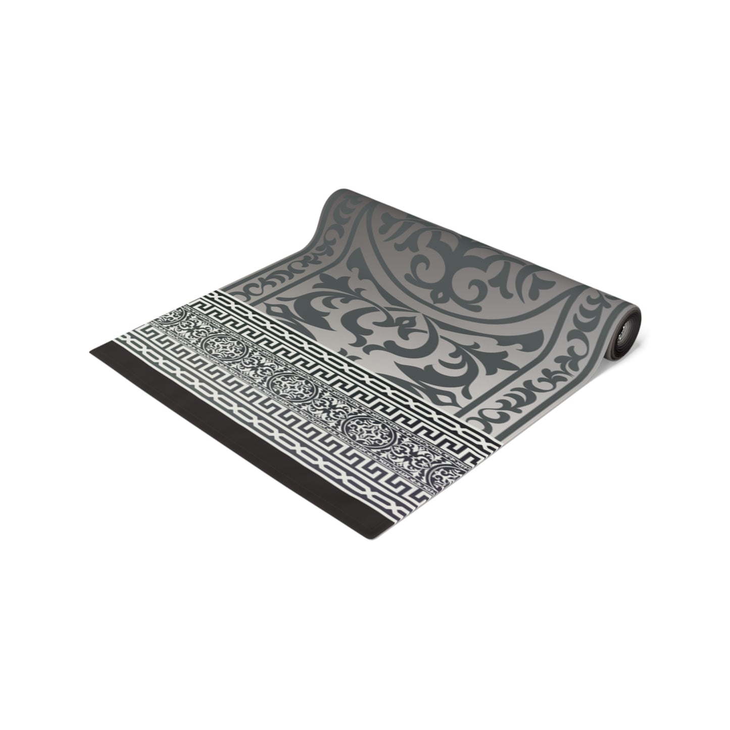 Greek Key Ornate Baroque Bronze Black GrayTable Runner (Cotton, Poly)