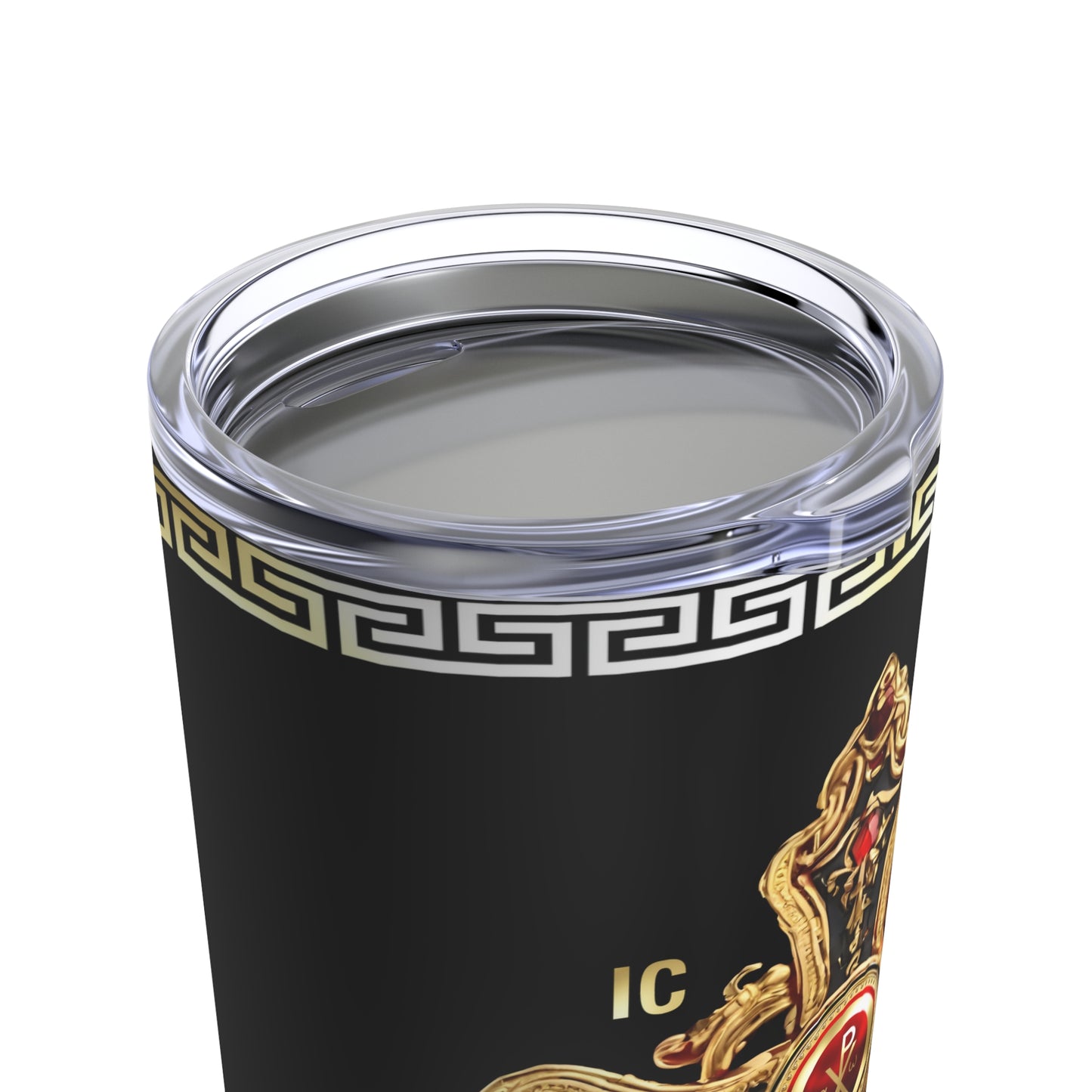 Greek Orthodox Cross Gold Black Tumbler 20oz