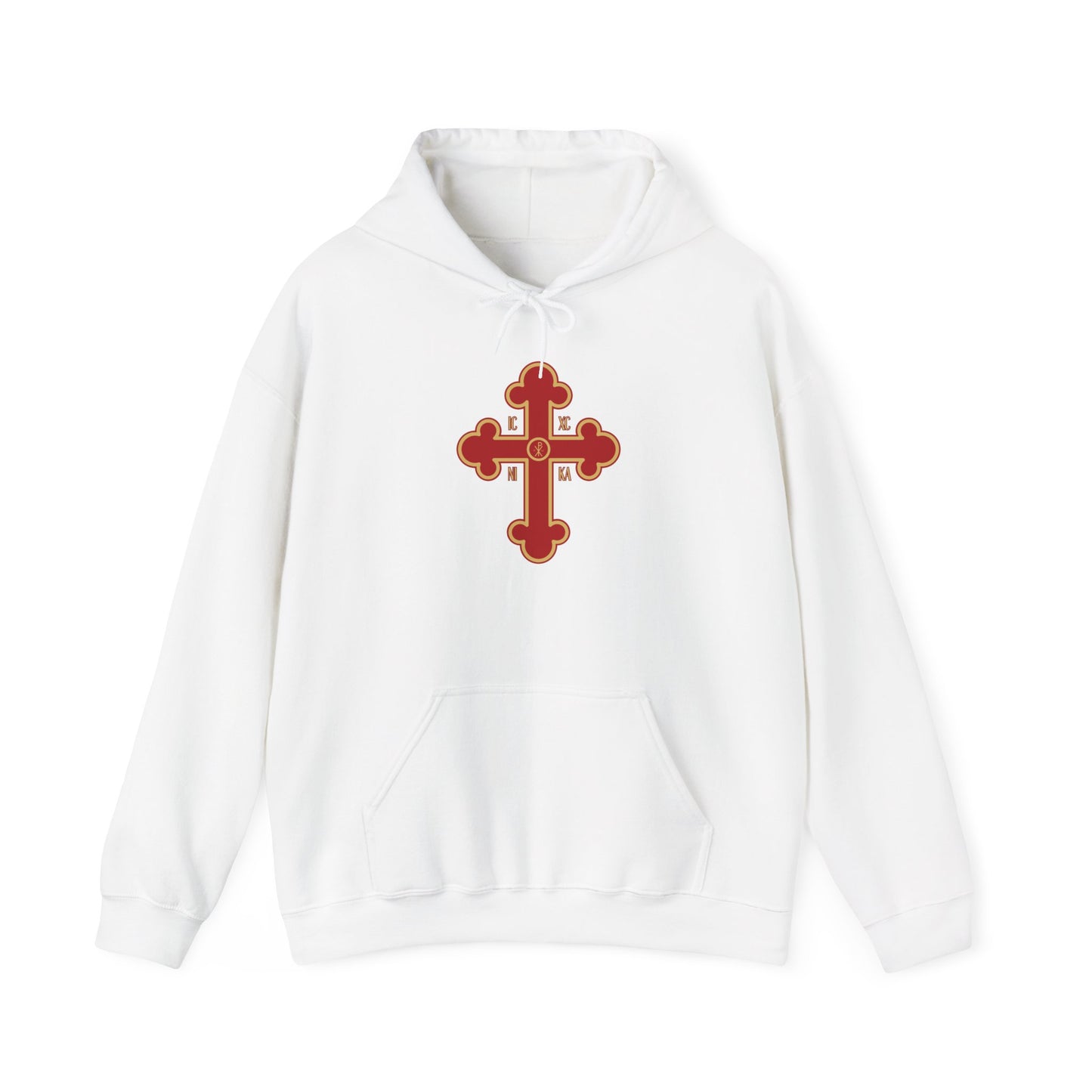 Greek Orthodox Cross Red Gold GOYA Unisex Heavy Blend™ Hooded Sweatshirt