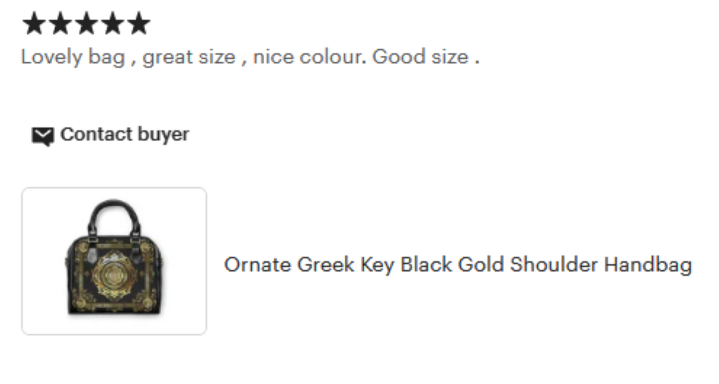 Greek Keys Gold Black Shoulder Handbag