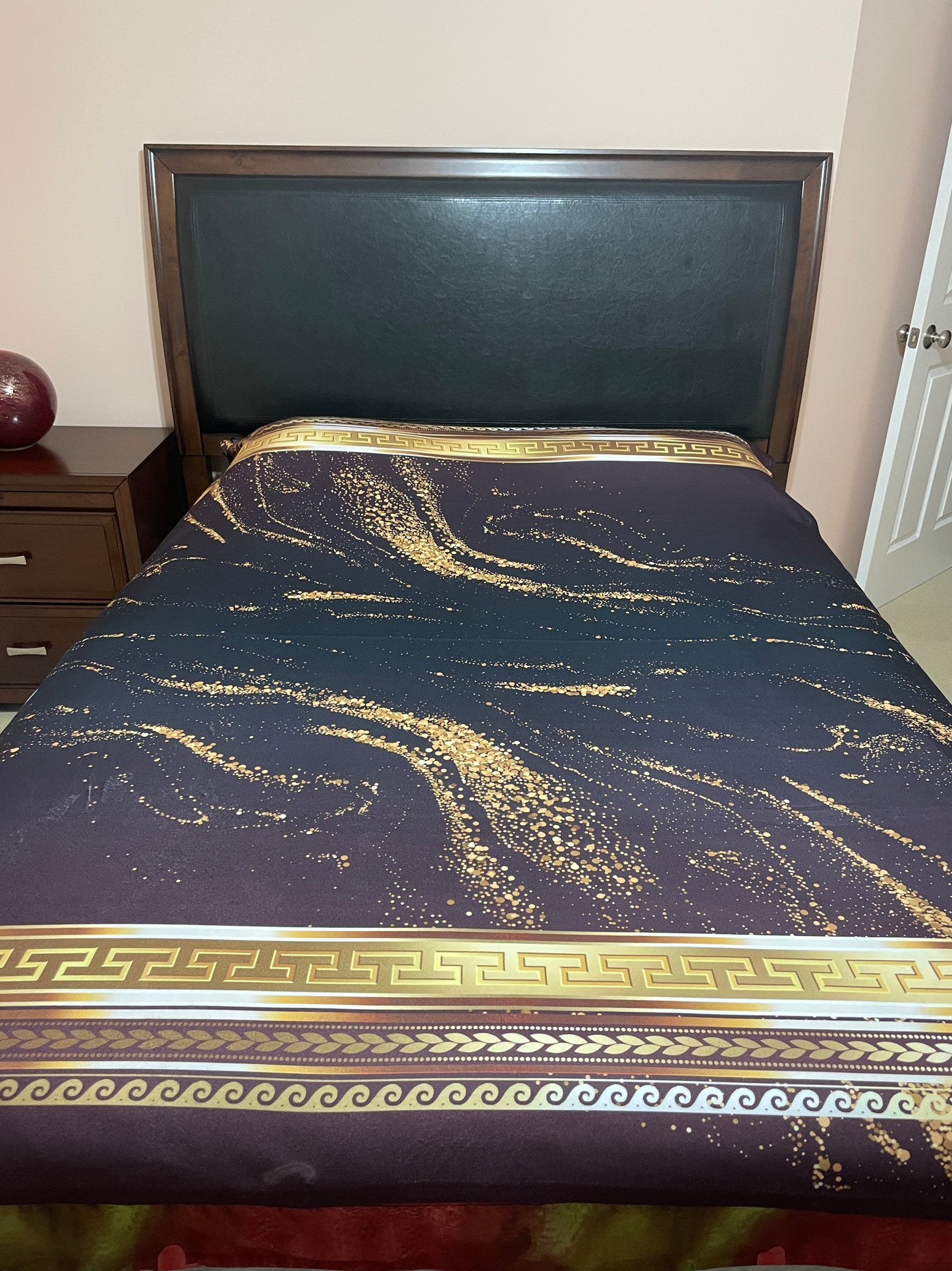 Greek Key Gold Flake Maroon Arctic Fleece Blanket