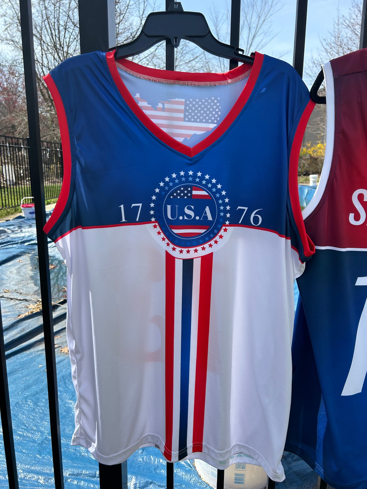 USA 1776 Red Blue Basketball Jersey