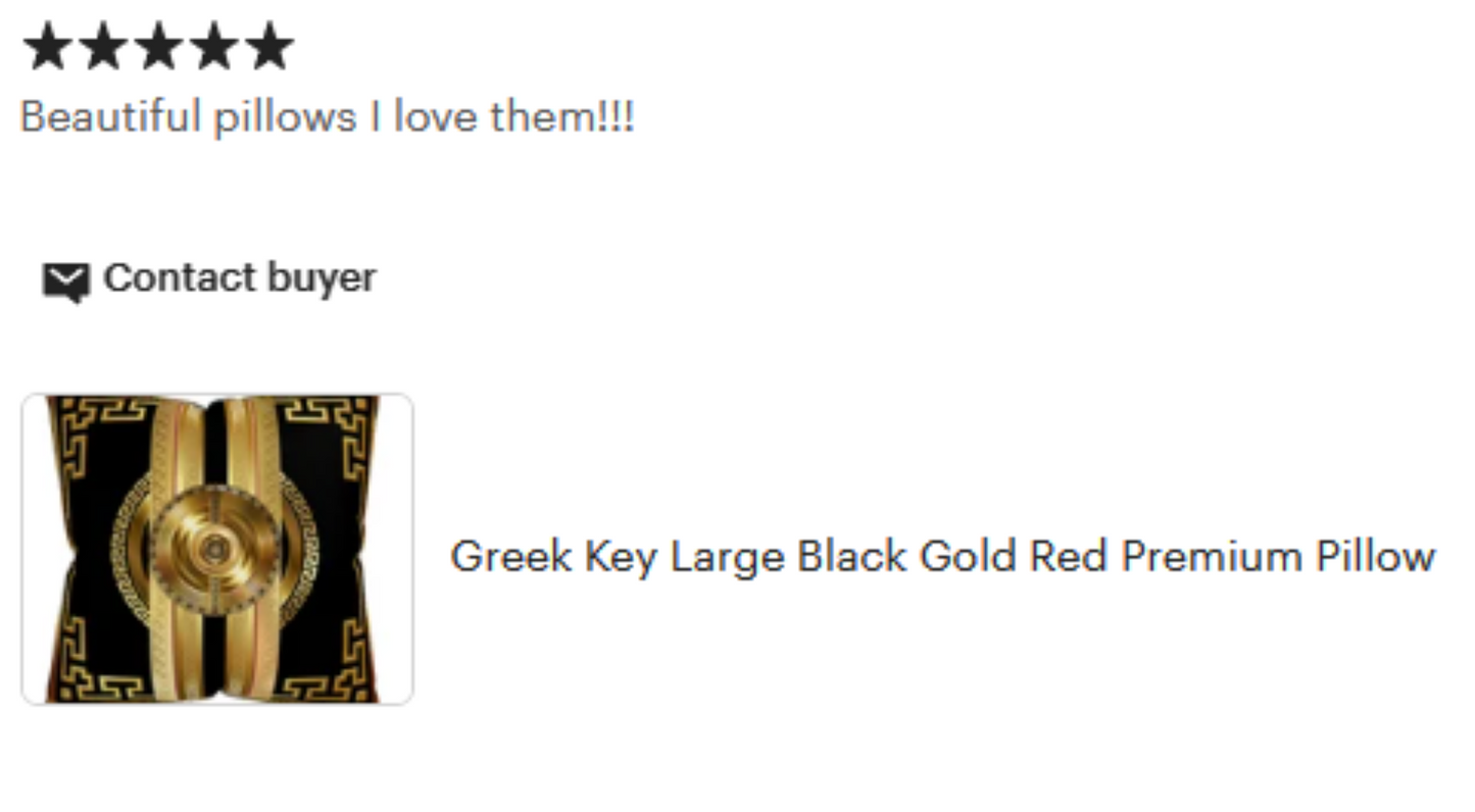 Black Gold Medallion Greek Key Large Premium Pillow