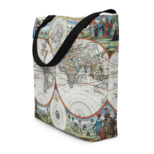 Atlas Map 1676 Institute Natural Philosophy Large Tote Bag