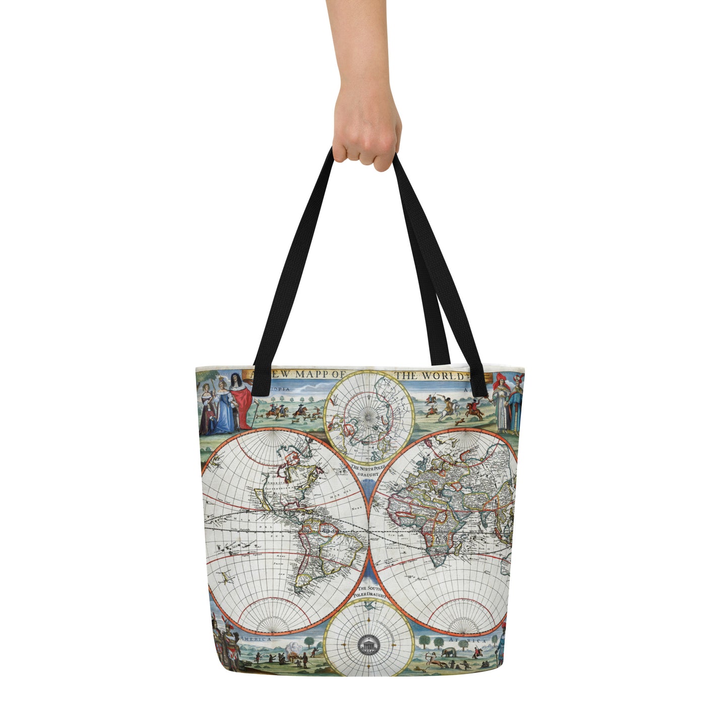 Atlas Map 1676 Institute Natural Philosophy Large Tote Bag