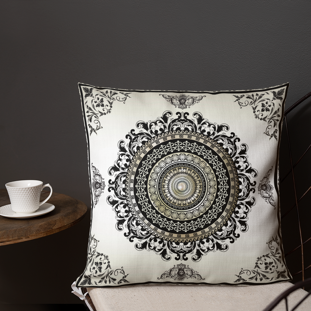 Greek Key Cream Black Premium Pillow