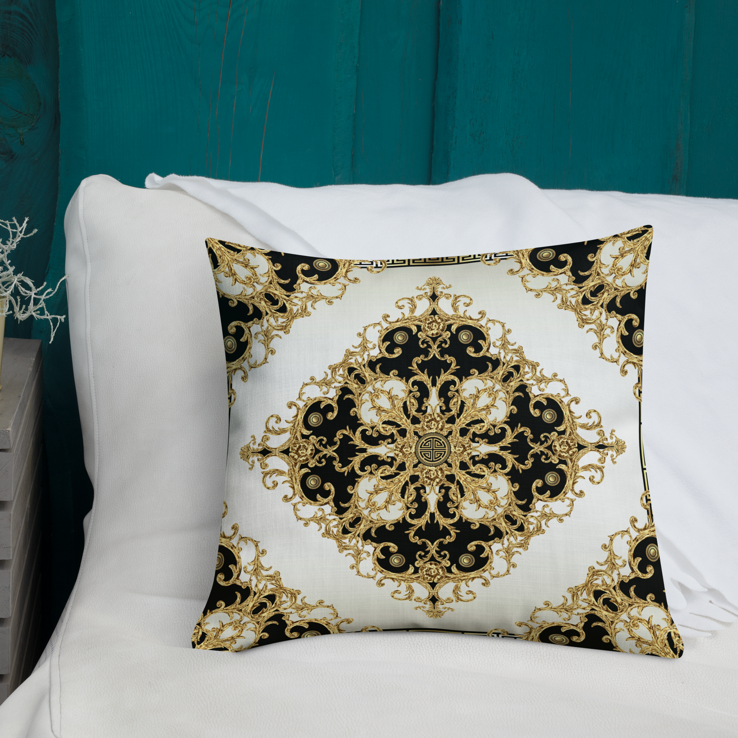 Black Cream Gold Baroque Premium Pillows