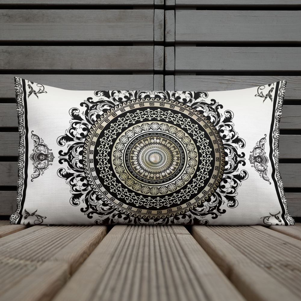 Greek Key Cream Black Premium Pillow