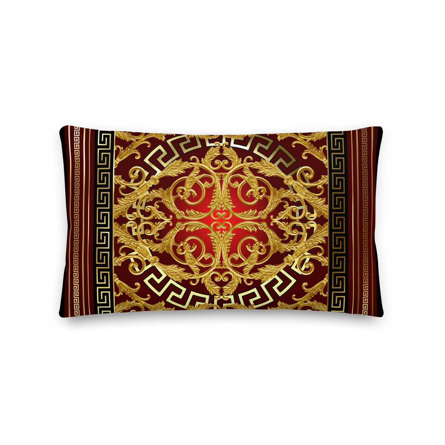 Greek Key Gold Red Black Baroque Premium Pillow