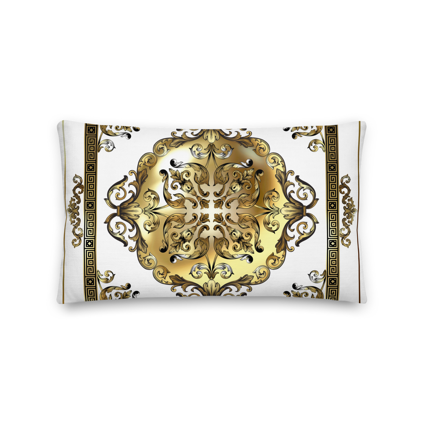 Greek Key Gold White Ornate Premium Pillow