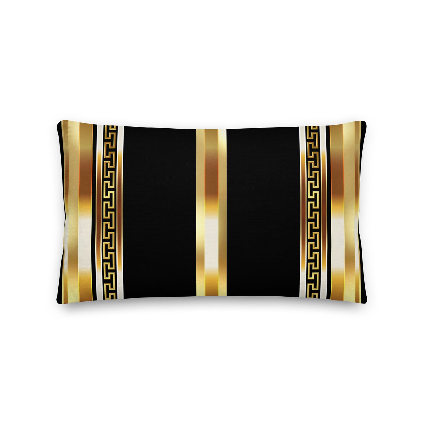 Gold Greek Key Black Premium Pillow