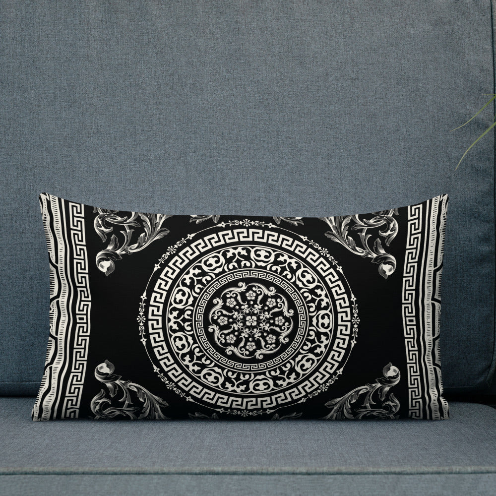 Greek Key White Black Ornate Premium Pillow