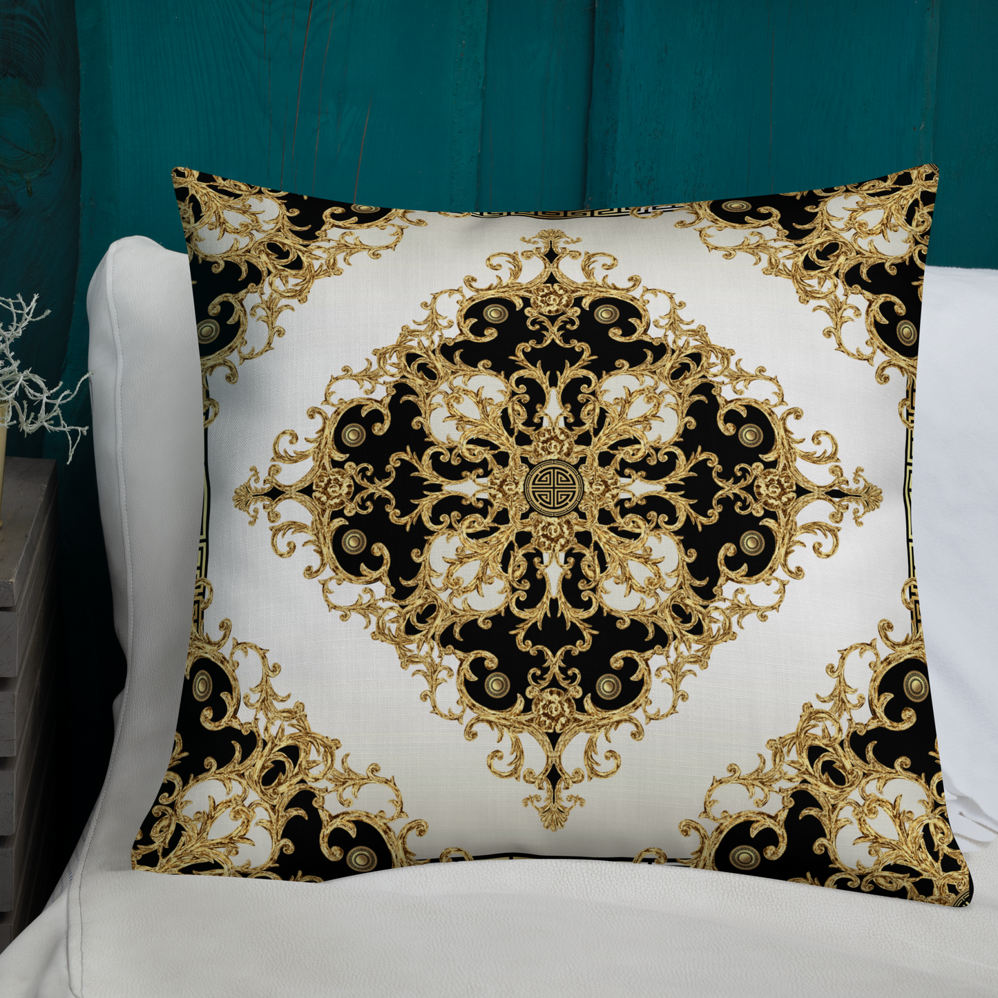 Black Cream Gold Baroque Premium Pillows