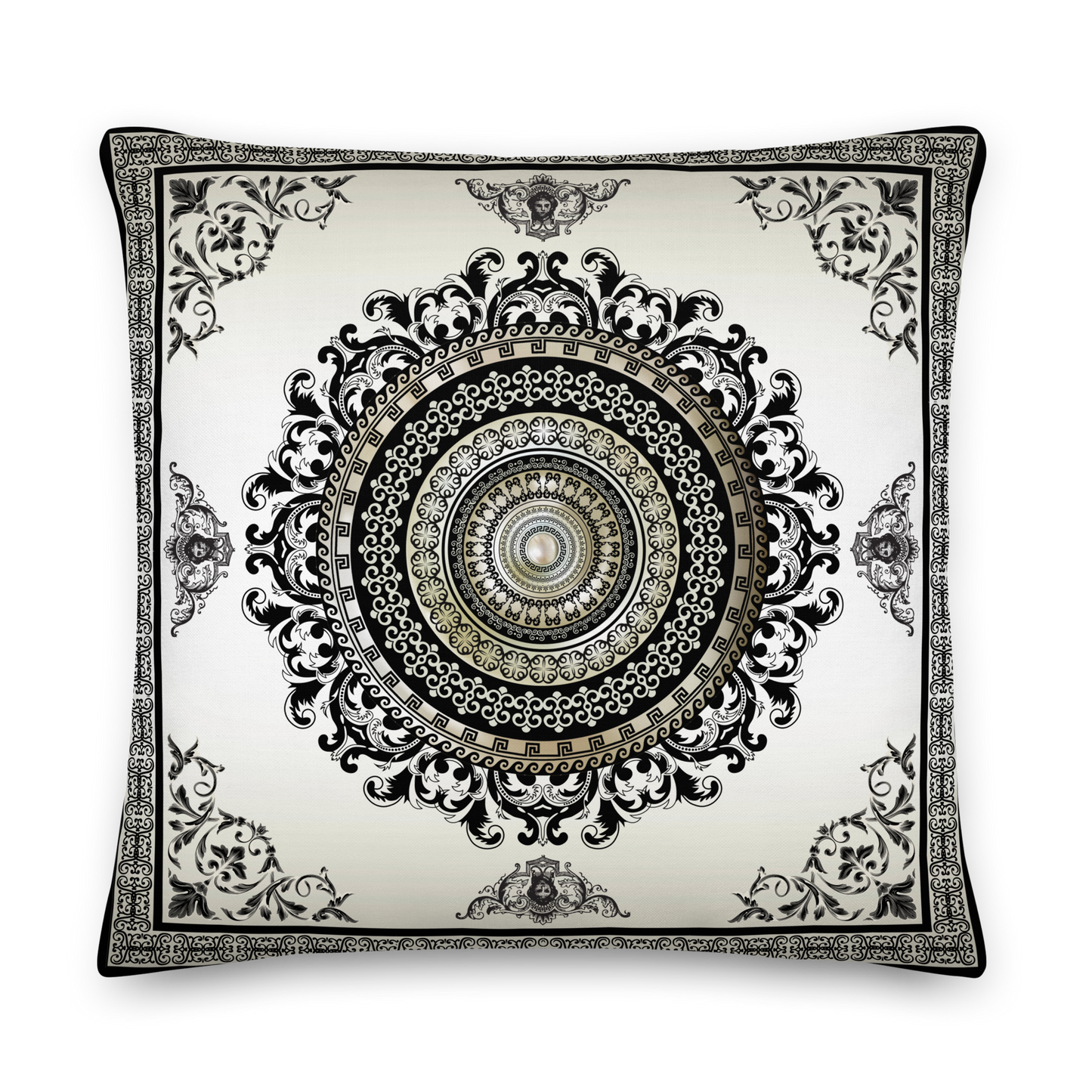 Greek Key Cream Black Premium Pillow