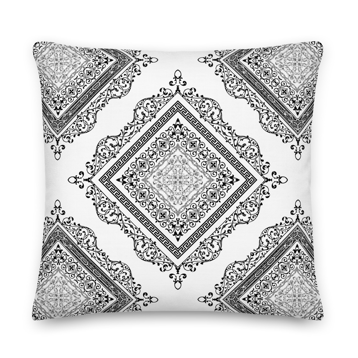 Greek Key White Black Ornate Premium Pillow