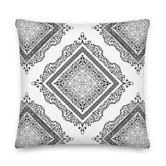 Greek Key White Black Ornate Premium Pillow