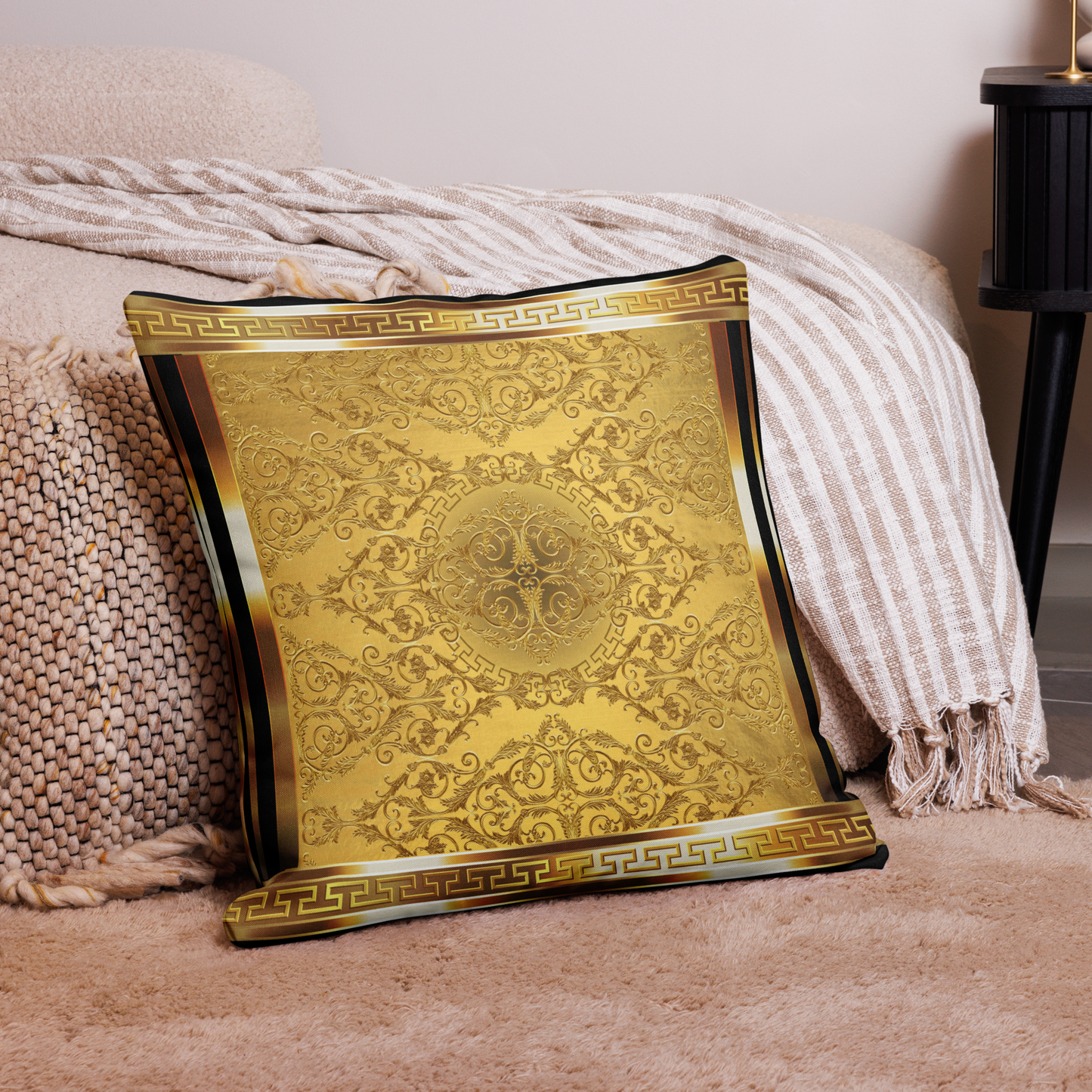 Ornate Baroque Gold Vintage Style Premium Pillow