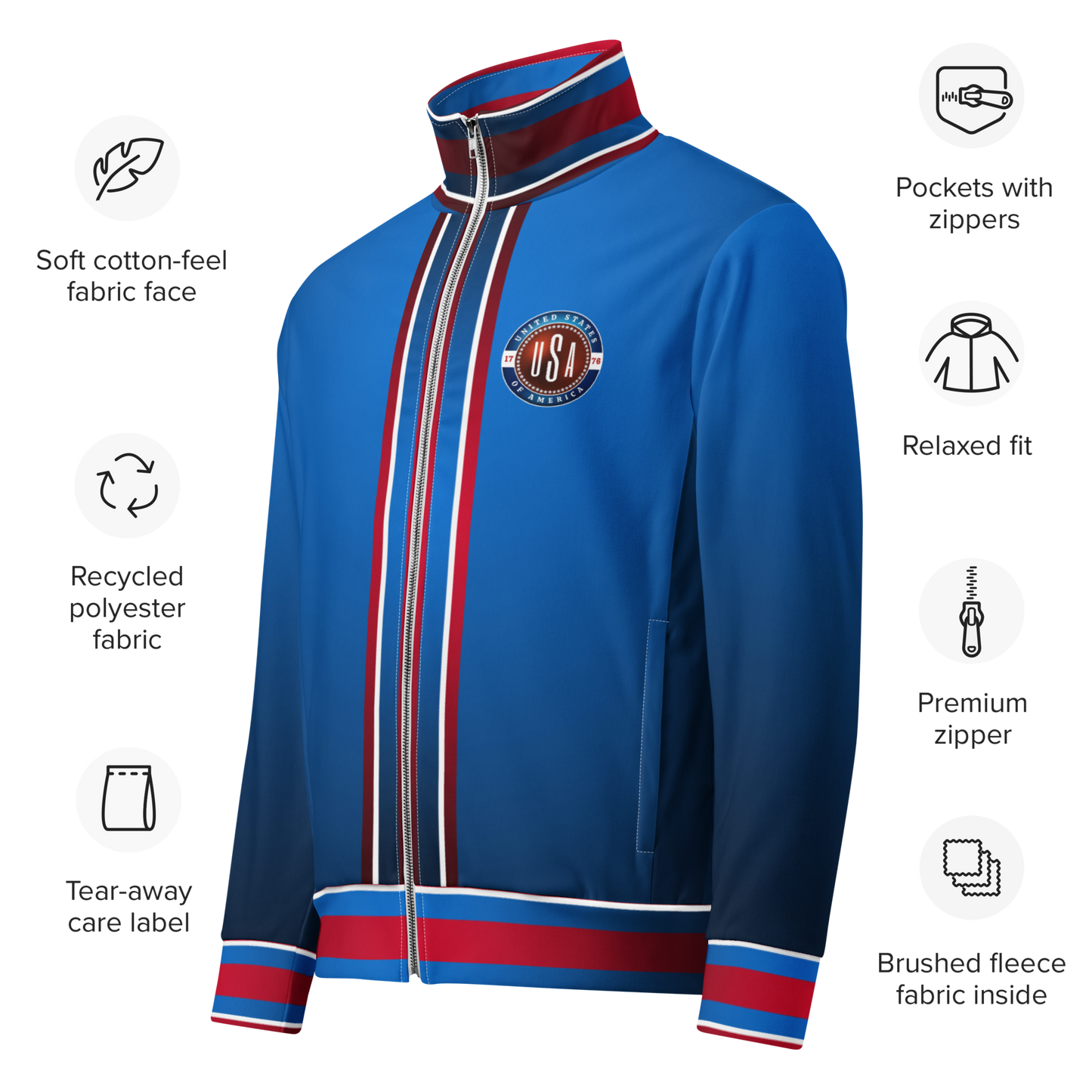 USA Blue Unisex Track Jacket