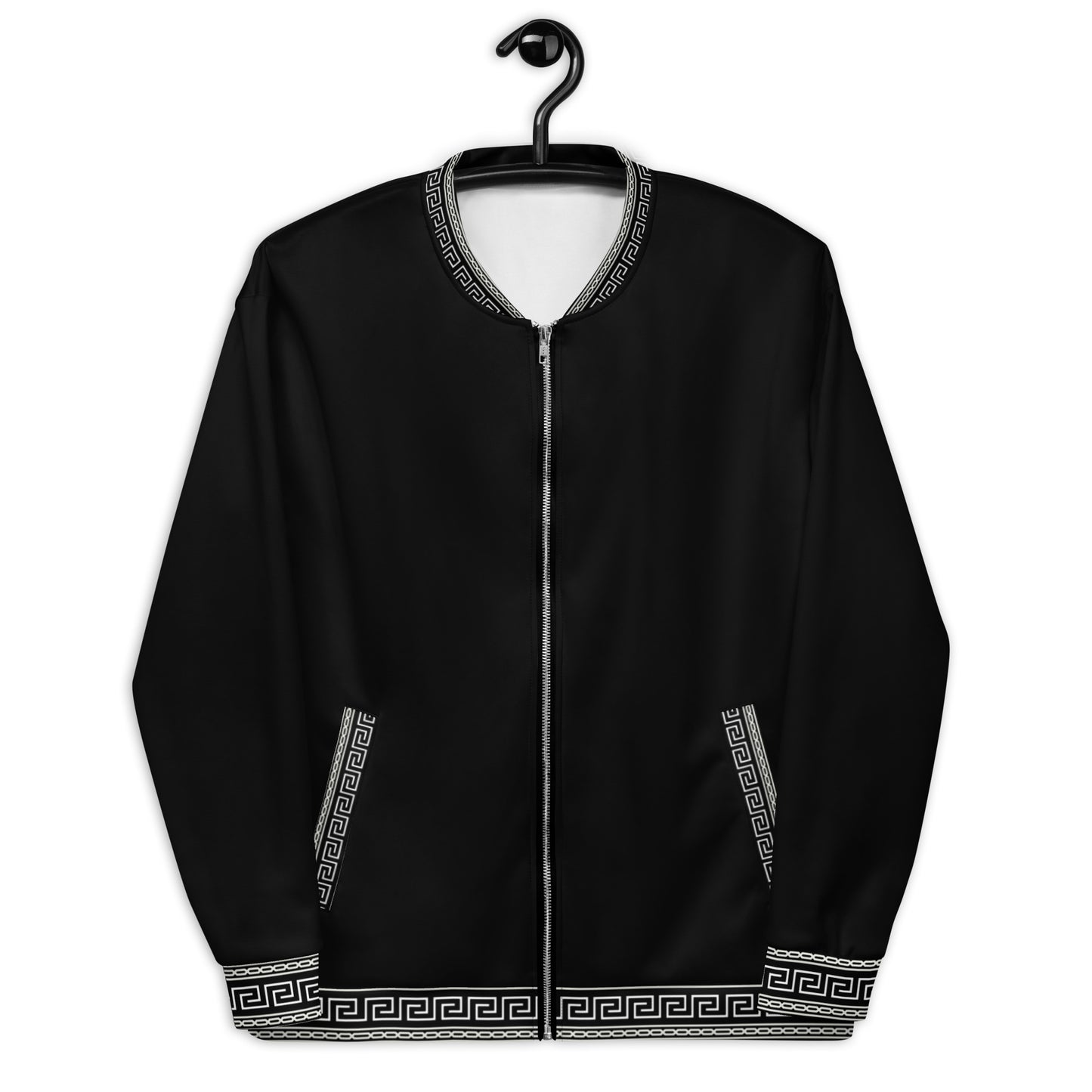 Black White Greek Key Unisex Bomber Jacket