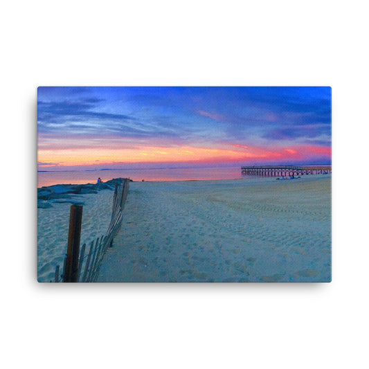 New Jersey Beach Sunset Horizontal Photo on Canvas