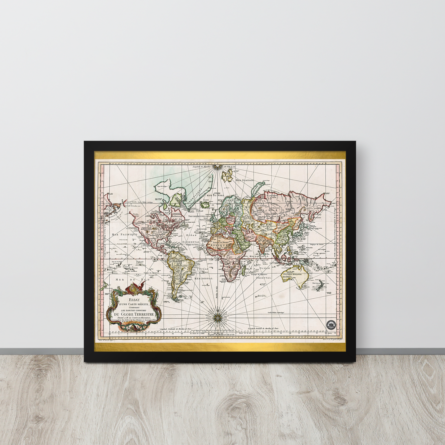 Map of the World D'Une Carte Reduite Framed poster