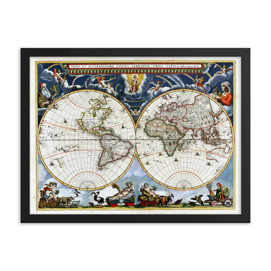 Atlas 1662 Johannes Blaeu Map Framed Poster