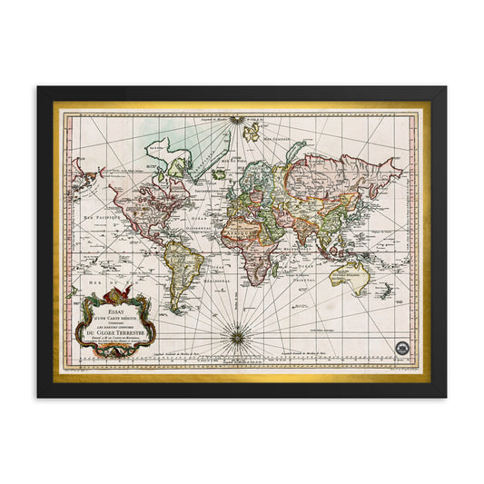 Map of the World D'Une Carte Reduite Framed poster