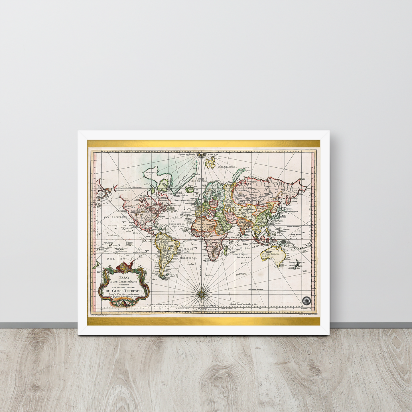 Map of the World D'Une Carte Reduite Framed poster