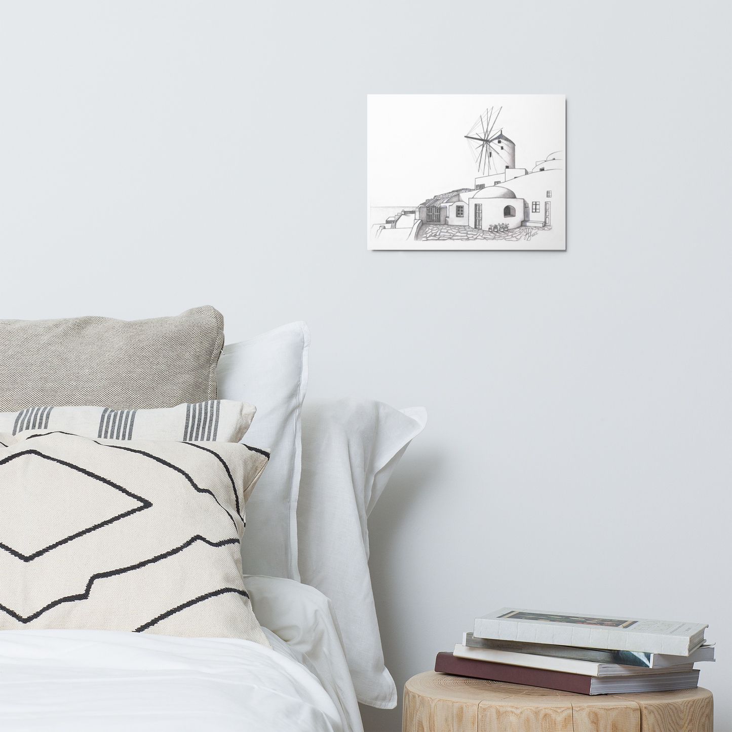 Yiorgos Drawing Oia Santorini Metal prints