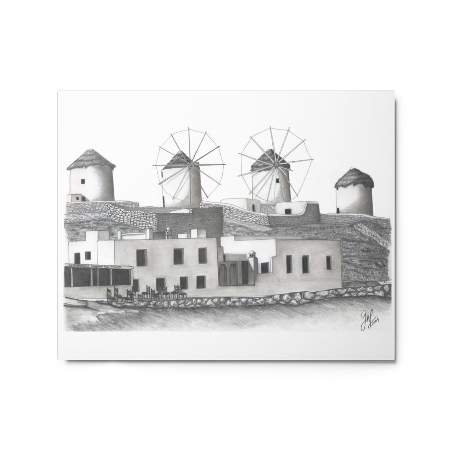 Yiorgos Drawing Mykonos Metal prints