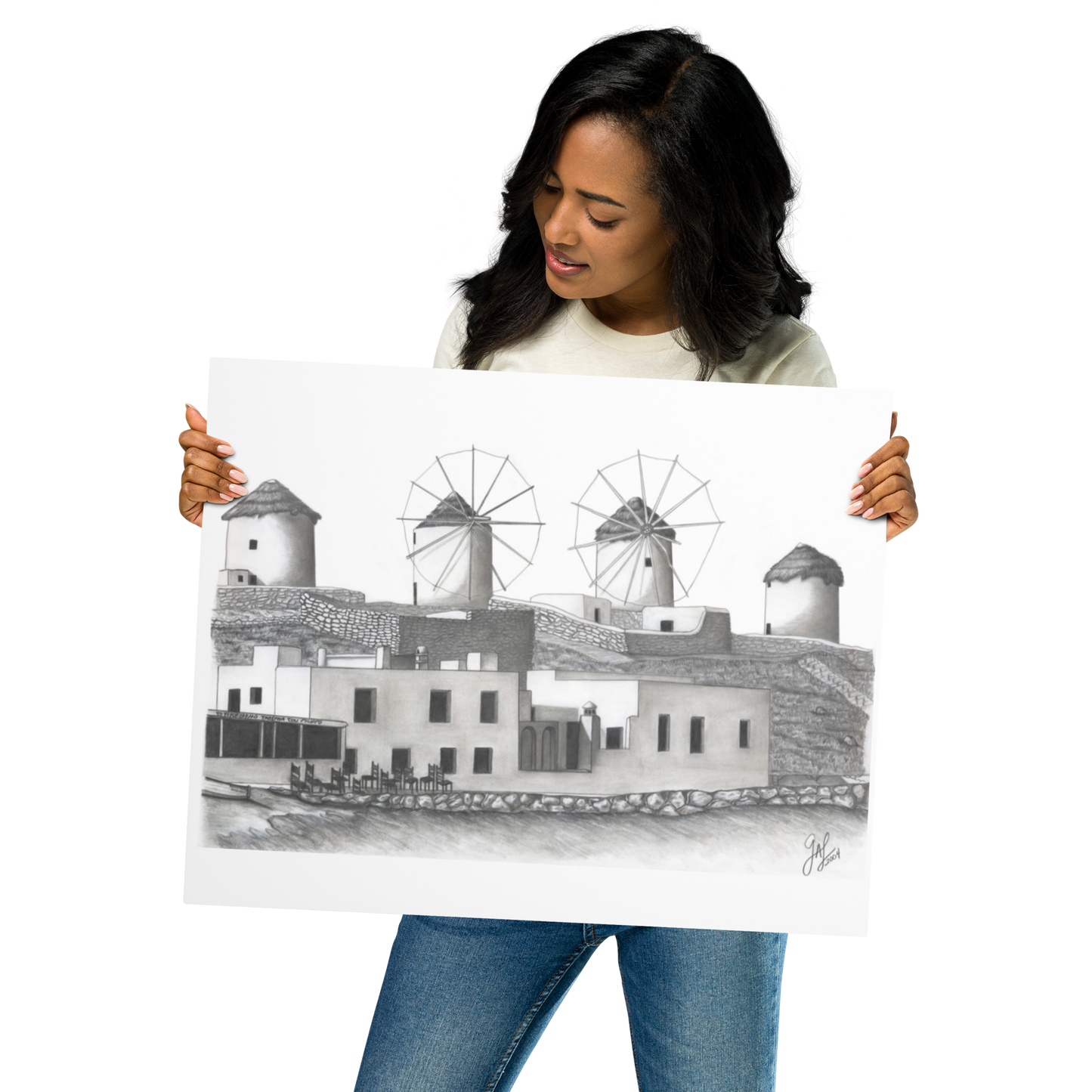 Yiorgos Drawing Mykonos Metal prints