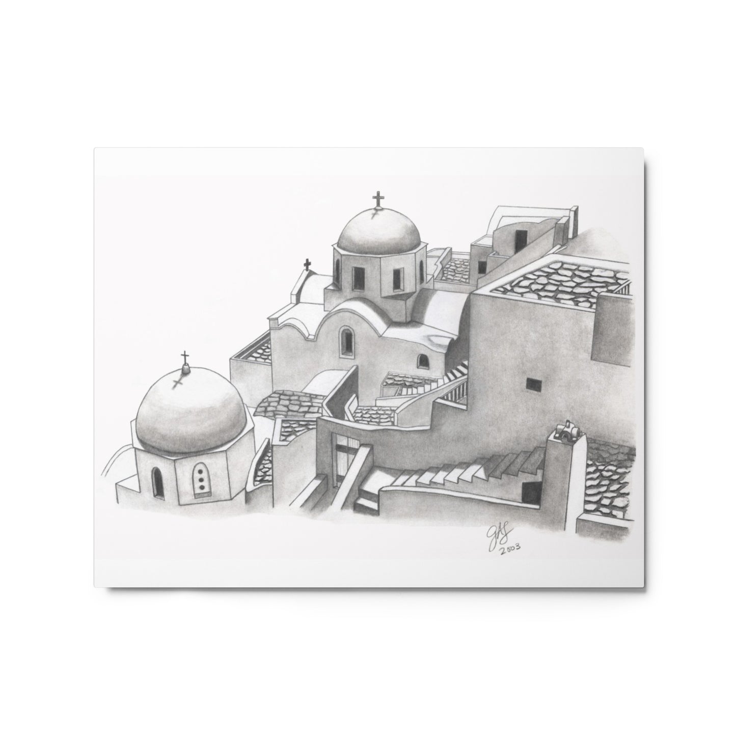 Yiorgos Drawing Santorini Greece Metal prints