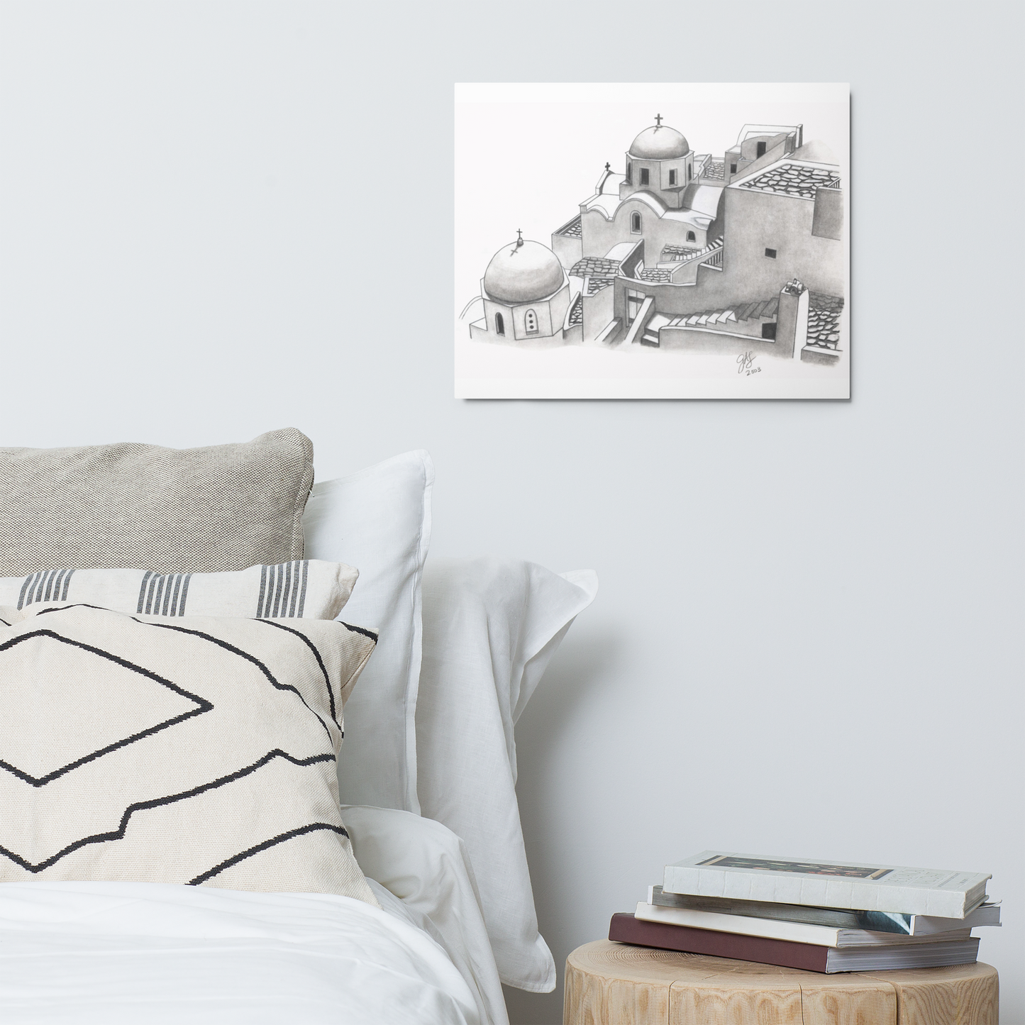 Yiorgos Drawing Santorini Greece Metal prints